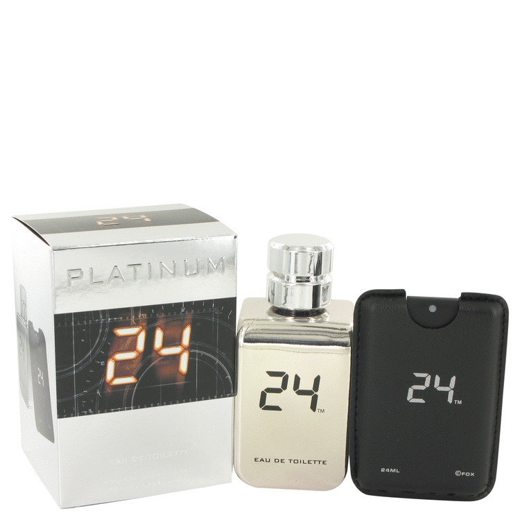 24 Platinum The Fragrance by ScentStory Eau De Toilette Spray + 0.8 oz Mini Pocket Spray 3.4 oz Men