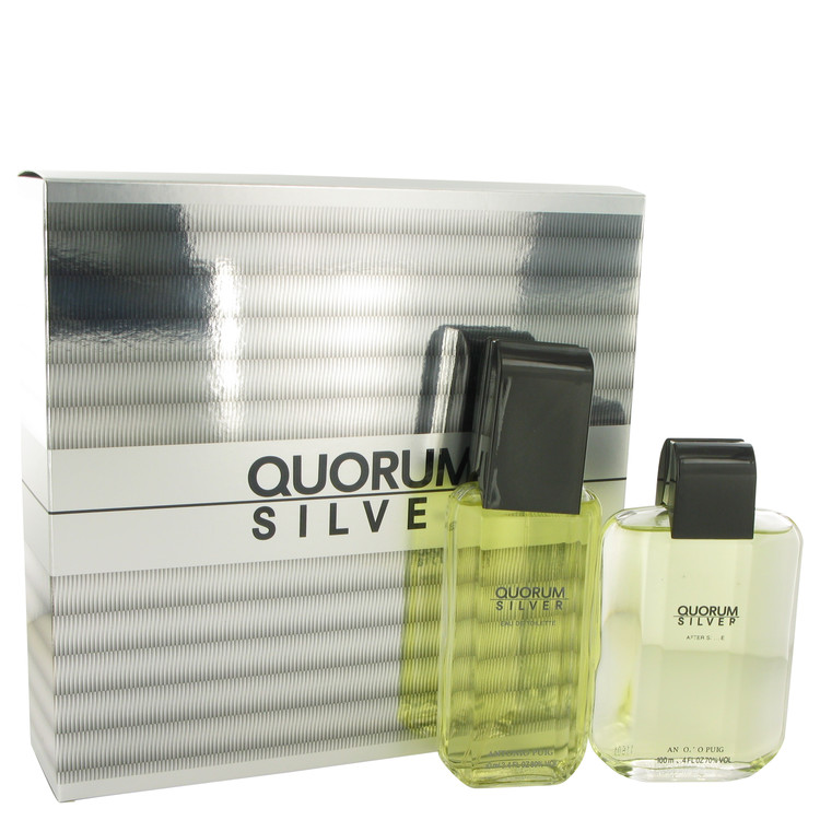 Quorum Silver by Puig Gift Set -- 3.4 oz Eau De Toilette Spray + 3.4 oz After Shave Men