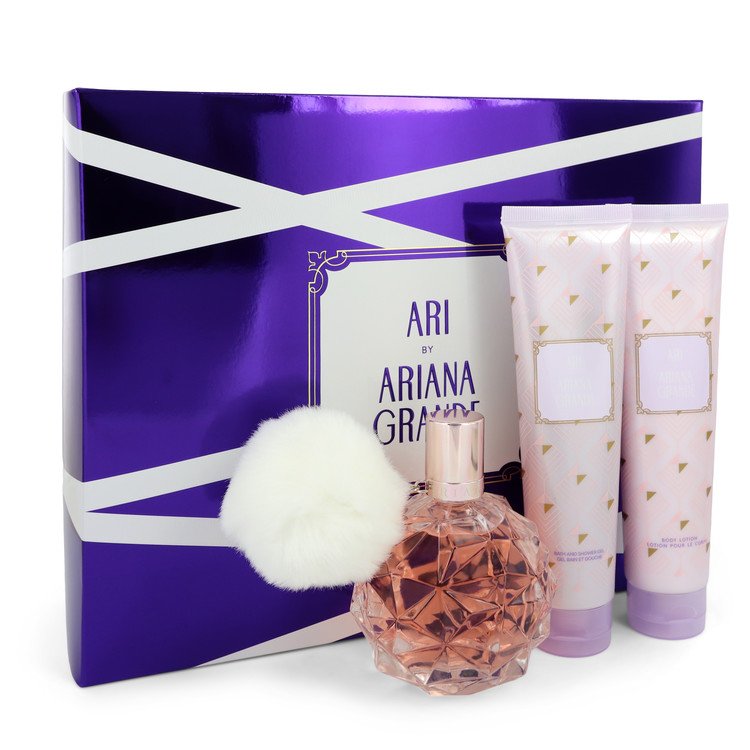 Ari by Ariana Grande Gift Set -- 3.4 oz Eau De Parfum Spray + 3.4 oz Body Lotion + 3.4 oz  Shower Gel Women