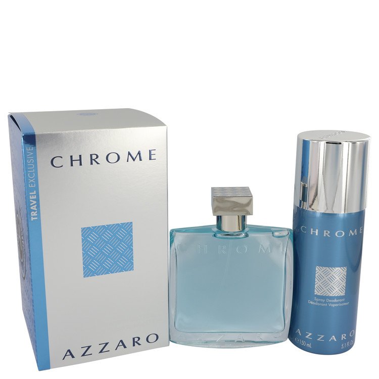 Chrome by Azzaro Gift Set -- 3.4 oz Eau De Toilette Spray + 5 oz Deodorant Spray Men