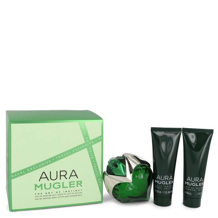 Mugler Aura by Thierry Mugler Gift Set -- 1.7 oz Eau De Parfum Spray + 1.7 oz Body Lotion + 1.7 oz Shower Milk Women