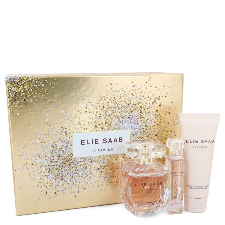 Le Parfum Elie Saab by Elie Saab Gift Set -- 3 oz Eau De Parfum Spray + .33 oz Travel EDP Spray + 2.5 oz Body Lotion Women