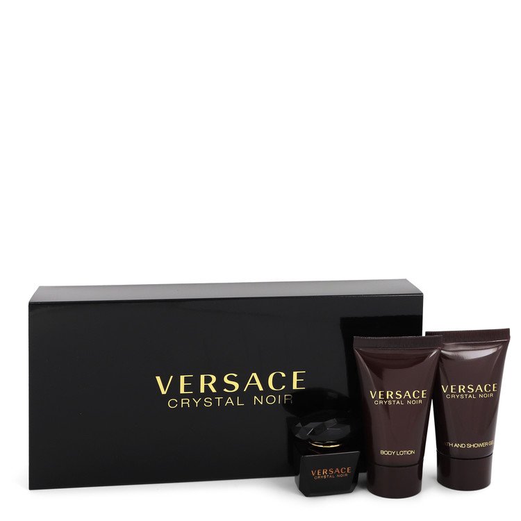 Crystal Noir by Versace Gift Set -- .17 oz Mini EDT + .8 oz Shower Gel + .8 oz Body Lotion Women