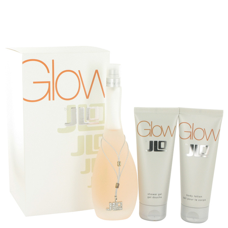 Glow by Jennifer Lopez Gift Set -- 3.4 oz Eau De Toilette Spray + 2.5 oz Body Lotion + 2.5 oz Shower Gel Women