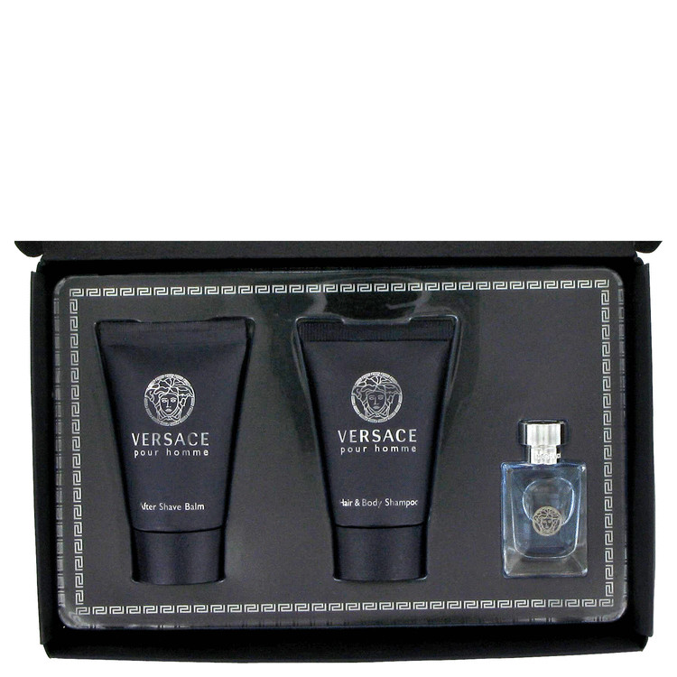 Versace Pour Homme by Versace Gift Set -- .17 oz Mini EDT + .8 oz After Shave Balm + .8 oz Hair + Body Shampoo Men