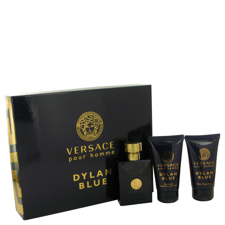 Versace Pour Homme Dylan Blue by Versace Gift Set -- 1.7 oz Eau De Toilette Spray + 1.7 oz After Shave Balm + 1.7 oz Shower Gel Men