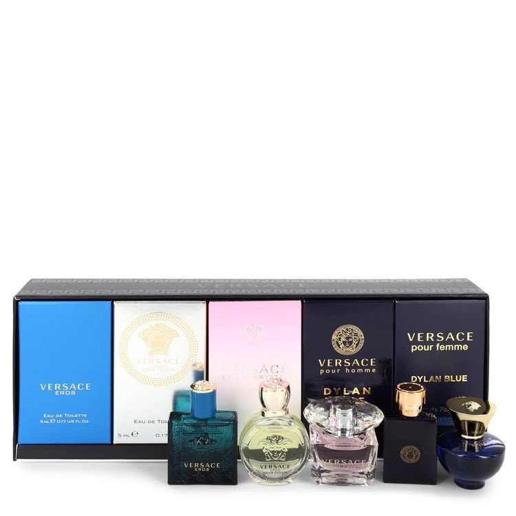 Versace Eros by Versace Gift Set -- The Best of Versace Men's and Women's Miniatures Collection Includes Versace Eros